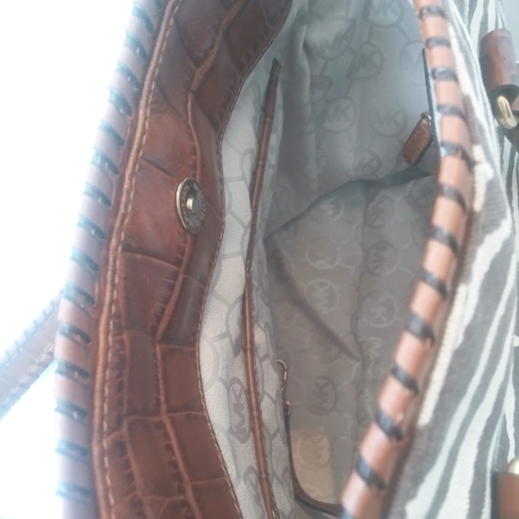 Michael Kors "Hamilton" Zebra Print Canvas & Leather Trim Tote - Picture 16 of 16